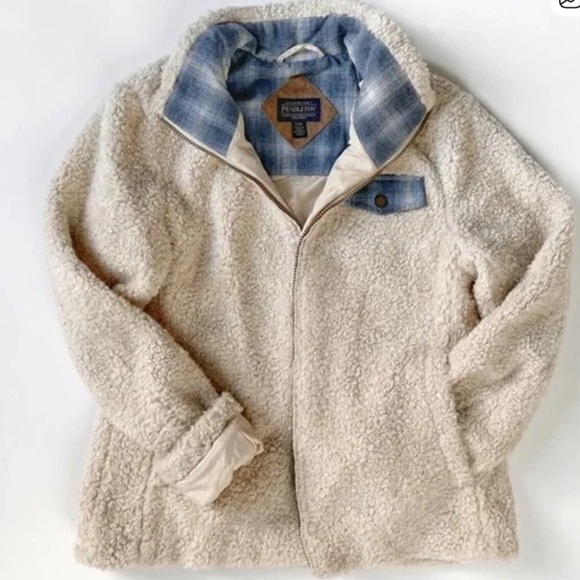 Pendleton Jackets & Blazers - PENDLETON woolen mills women’s Sherpa fleece full zip jacket plaid lined - small